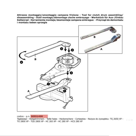 Chiave smontaggio campana frizione tagliasiepe