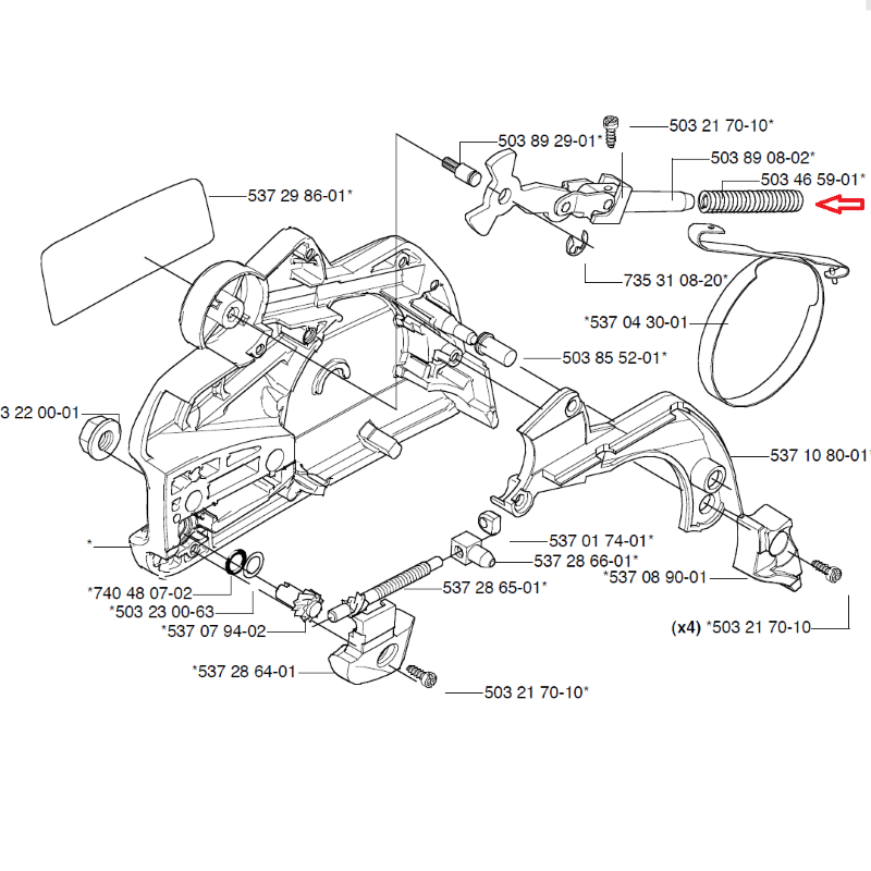 Molla Freno Catena Husqvarna 503465901 &ndash; Per 346XP, 445, 450E, 455, 460
